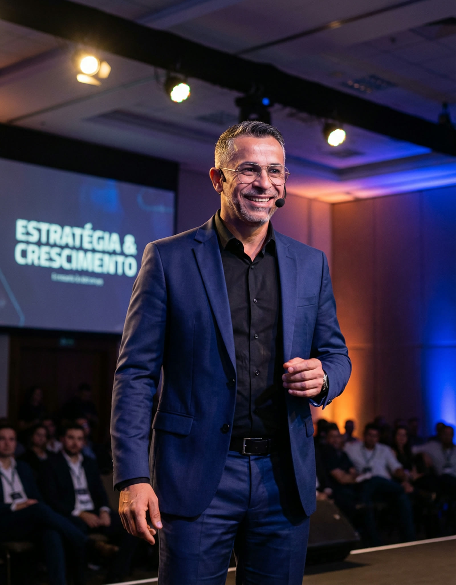 Itallo Pontes no palco, falando sobre estratégia e crescimento